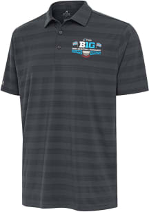 Antigua Big Ten Mens Charcoal 2026 Big Ten Basketball Tournament Short Sleeve Polo