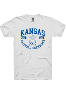 Summit Sportswear Kansas Jayhawks White 2026 Big 12 Baseball Tournament Champions Short Sleeve T S..