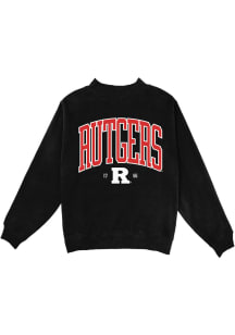 Blue 84 Rutgers Scarlet Knights Womens Black Mock Neck Crew Sweatshirt