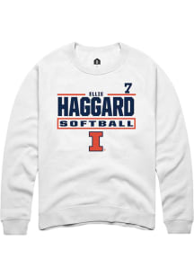 Ellie Haggard  Rally Illinois Fighting Illini Mens White NIL Stacked Box Long Sleeve Crew Sweatshi..