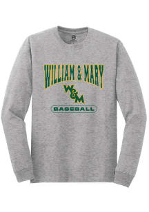 Summit Sportswear William & Mary Tribe Grey Baseball Long Sleeve T Shirt