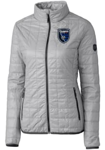 Cutter and Buck San Jose Earthquakes Womens Grey Rainier PrimaLoft Heavy Weight Jacket
