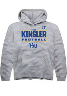 Tony Kinsler Rally Pitt Panthers Youth NIL Stacked Box Long Sleeve Player Hoodie Grey