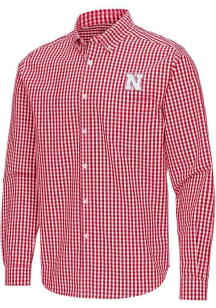 Antigua Nebraska Cornhuskers Mens Red Ellis Long Sleeve Dress Shirt