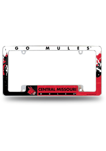 Central Missouri Mules Primary All Over Chrome License Plate Frame - White