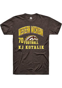 KJ Kotalik Western Michigan Broncos Brown Football NIL Arch Logo Short Sleeve Player T Shirt
