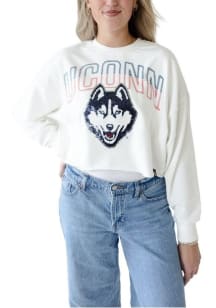 Gameday Social UConn Huskies Womens White Starlite Crew Sweatshirt
