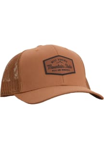 West Virginia state centric leather patch on front with mesh backing Adjustable Hat - Brown