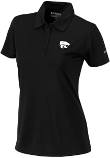 Columbia K-State Wildcats Womens Black Heat Seal Birdie Short Sleeve Polo Shirt