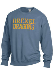 ComfortWash Drexel Dragons Mens Blue Stacked Garment Dyed Long Sleeve Crew Sweatshirt
