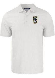 Cutter and Buck Columbus Crew Mens White Pike Symmetry Short Sleeve Polo