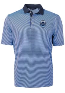 Cutter and Buck Vancouver Whitecaps FC Mens Light Blue Virtue Eco Pique Micro Stripe Short Sleeve..