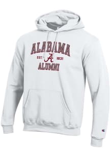 Champion Alabama Crimson Tide Mens White Est Alumni Powerblend Long Sleeve Hoodie