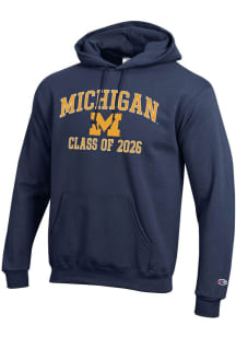 Champion Michigan Wolverines Mens Navy Blue Font Class of 2026 Powerblend Long Sleeve Hoodie