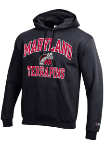 Champion Maryland Terrapins Mens Black 0 Vintage Number One Design Long Sleeve Hoodie