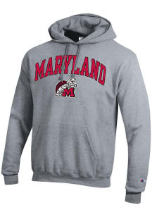 Champion Maryland Terrapins Mens Grey 0 Vintage Arch Mascot Long Sleeve Hoodie