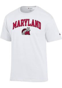 Champion Maryland Terrapins White Vintage Arch Mascot Short Sleeve T Shirt