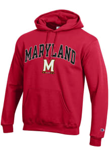 Champion Maryland Terrapins Mens Red 0 Arch Mascot Long Sleeve Hoodie