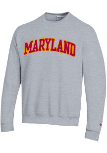 Champion Maryland Terrapins Mens Grey 0 Arch Name Twill Long Sleeve Crew Sweatshirt
