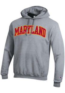 Champion Maryland Terrapins Mens Grey 0 Arch Name Twill Long Sleeve Hoodie