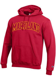 Champion Maryland Terrapins Mens Red 0 Arch Name Twill Long Sleeve Hoodie