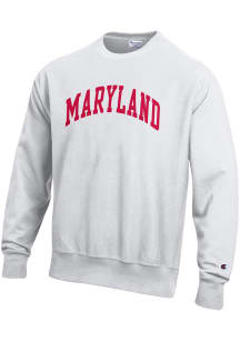 Champion Maryland Terrapins Mens White Arch Name Reverse Weave Long Sleeve Hoodie