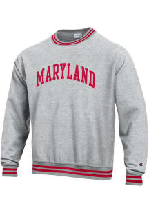 Champion Maryland Terrapins Mens Red 0 Arch Name Reverse Weave Rib Long Sleeve Crew Sweatshirt
