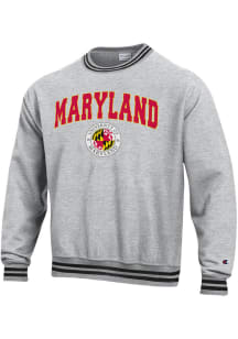 Champion Maryland Terrapins Mens Black 0 Arch Seal Reverse Weave Rib Long Sleeve Crew Sweatshirt