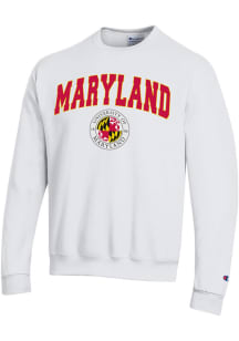 Champion Maryland Terrapins Mens White 0 Arch Seal Long Sleeve Crew Sweatshirt