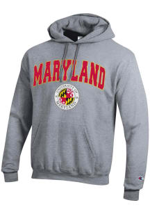 Champion Maryland Terrapins Mens Grey 0 Arch Seal Long Sleeve Hoodie