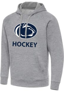 Antigua Penn State Nittany Lions Mens Grey Heather Ice Hockey  Victory Long Sleeve Hoodie