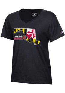 Champion Maryland Terrapins Womens Black State Shape Short Sleeve T-Shirt