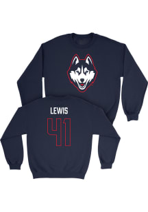 William Lewis  Campus Ink UConn Huskies Youth Navy Blue NIL Legacy Long Sleeve Crew Sweatshirt