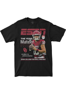 John Mateer Oklahoma Sooners Black ESPN Cover Short Sleeve Fashion Player T Shirt