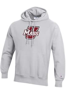 Champion Massachusetts Minutemen Mens Ash Reverse Weave Long Sleeve Hoodie