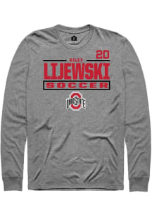 Riley Lijewski Ohio State Buckeyes Graphite NIL Stacked Box Long Sleeve Player T Shirt