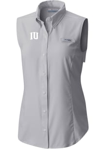 Columbia Indiana Hoosiers Womens Grey Heat Seal Omni Wick Tamiami Polo Shirt