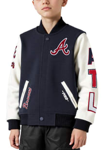 Pro Standard Atlanta Braves Boys Navy Blue Classic Chenille Lightweight Jacket