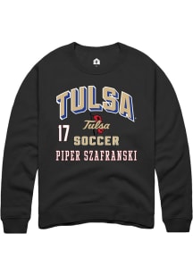Piper Szafranski  Rally Tulsa Golden Hurricane Mens Black NIL Arch Logo Long Sleeve Crew Sweatshir..