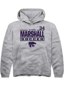 Allison Marshall Rally K-State Wildcats Youth NIL Stacked Box Long Sleeve Player Hoodie Grey
