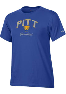 Champion Pitt Panthers Womens Blue Glitter Short Sleeve T-Shirt