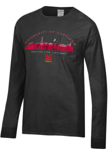 Maryland Terrapins Black ComfortWash Designed Long Sleeve T Shirt