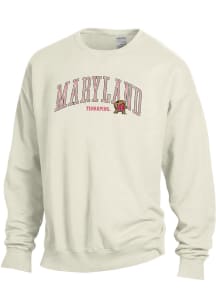 Maryland Terrapins Mens Oatmeal ComfortWash Long Sleeve Crew Sweatshirt