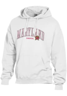 Maryland Terrapins Mens White ComfortWash Long Sleeve Hoodie