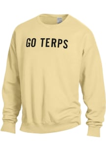 Maryland Terrapins Mens Gold ComfortWash Long Sleeve Crew Sweatshirt