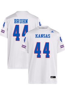 Carson Bruhn  Adidas Kansas Jayhawks White NIL Name And Number Football Jersey