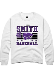 Miles Smith  Rally K-State Wildcats Mens White NIL Striped Long Sleeve Crew Sweatshirt