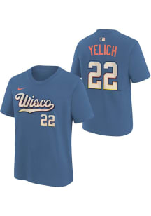 Christian Yelich Milwaukee Brewers Youth Blue City Connect NN Player Tee