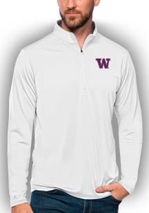 Antigua Washington Huskies Mens White Tribute Long Sleeve Qtr Zip Pullover