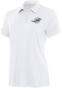 Antigua Miami Dolphins Womens White Reprocess Recycled Short Sleeve Polo Shirt